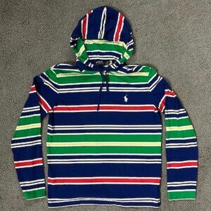Polo Ralph Lauren Men's Colored Striped Jersey Hooded T-Shirt in Sz. Small- EUC
